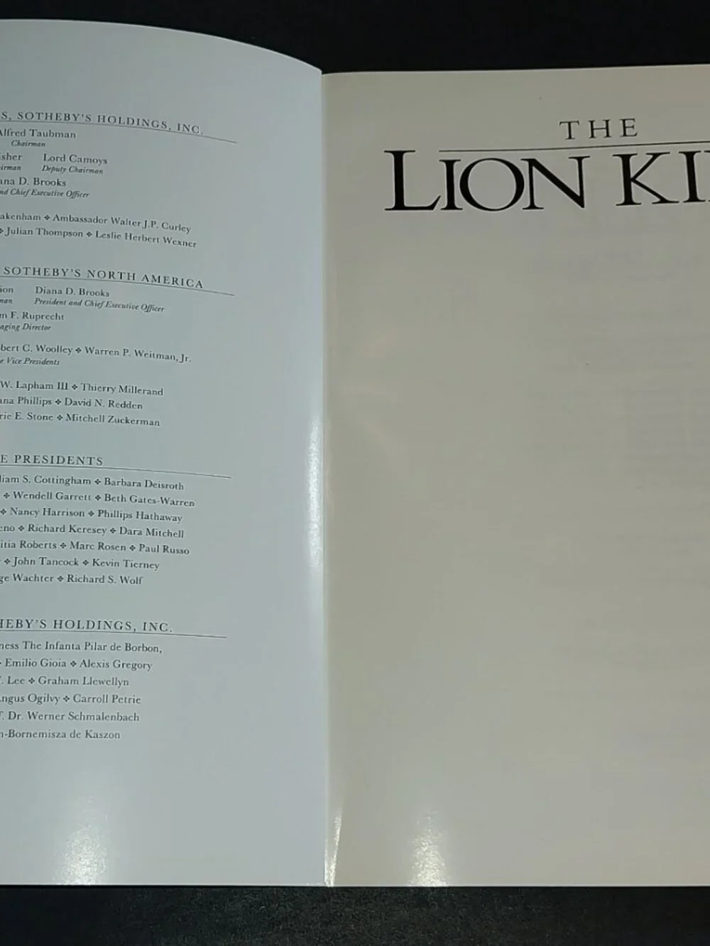 The Art of the Lion King: Sotheby's Auction Catalog 1995